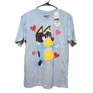 Bluey Bingo Blue Heather Short Sleeve Graphic T-Shirt Unisex Med.NWT